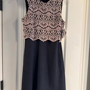 Halogen Pink and deep dark grey Lace Wedding Dress